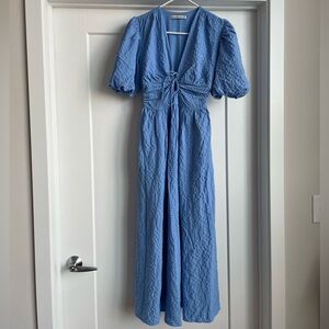 Abercrombie Blue Puff Sleeve Maxi Dress